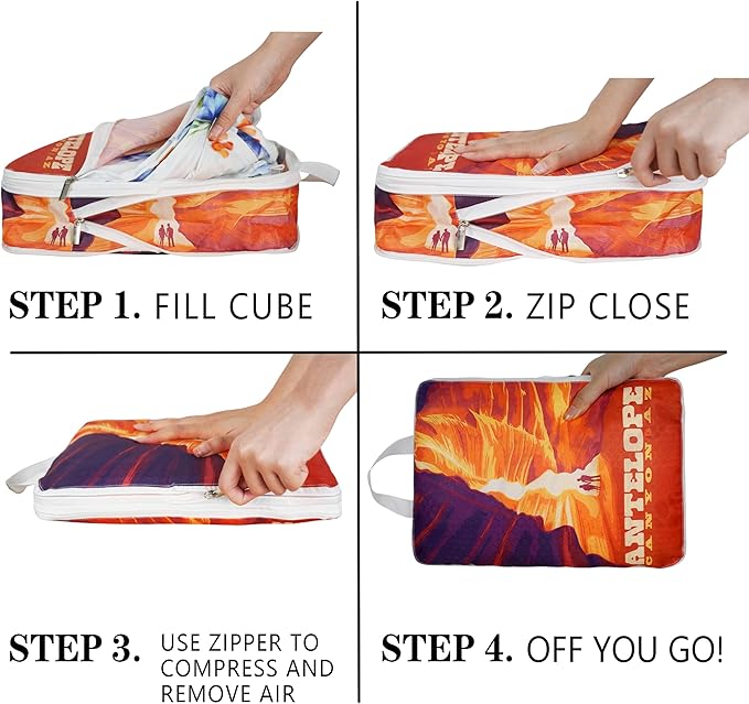 Compression Packing Cubes for Travel, 6 Set National Park Luggage Organizers, Lightweight Waterproof Expandable/Compression Bags Smell Proof Travel Packing Cubes for Suitcases