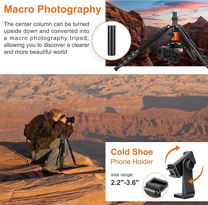 JOILCAN Tripod for Camera, 81" Aluminum Camera Tripod Stand, 83" DSLR Tripods & Monopods, Heavy Duty Travel Tripod for Binoculars Spotting Scope Telescope, Max Load 35lb