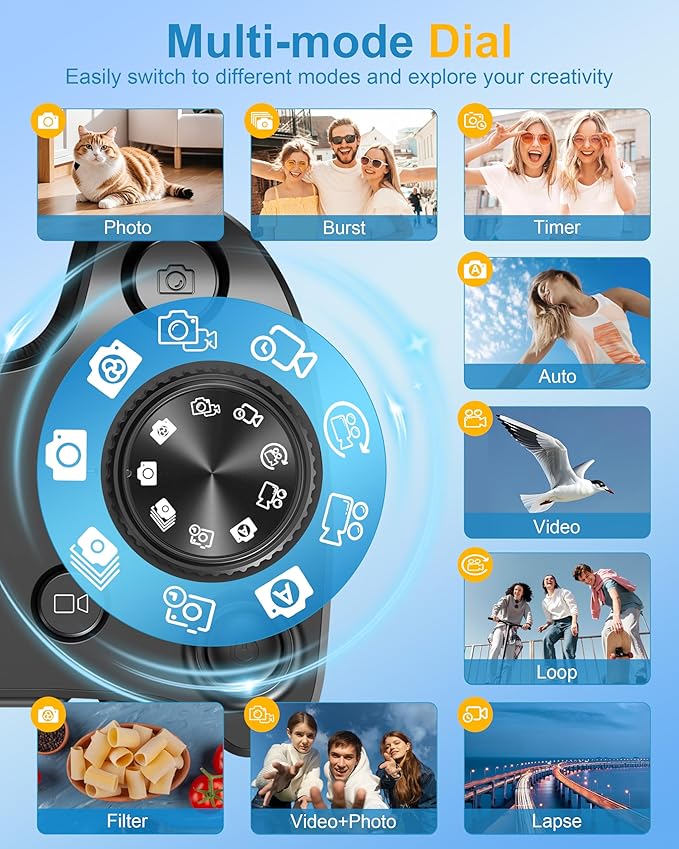 True 5K Digital Camera for Photography - 80MP WiFi Vlogging Camera for YouTube with 4.0" Touch Screen - UHD Autofocus Video Cameras with One-Touch Macro, 18X Zoom, Lens Cap, 3000mAh Battery, 32GB Card