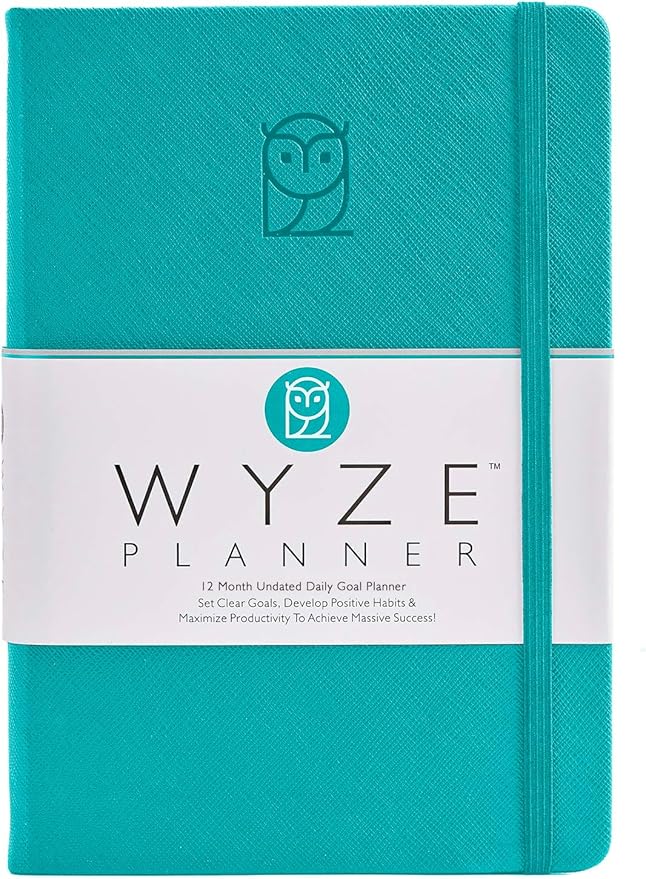 Undated Daily Planner – 1-Year B5 Productivity Organizer with Two-Page Weekly Spread, Goal Setting, Habit Tracker, Weekly & Monthly Pages – Hardcover Time Management Notebook (Turquoise)