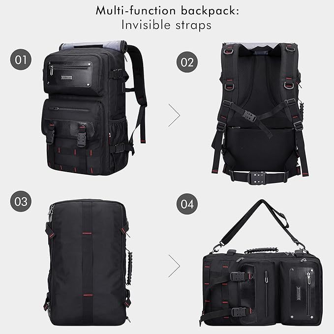 WITZMAN Carry On Travel Backpack for Men Duffle Bags Fit for 17 Inch Laptop Airline Approved Laptop Backpack(B685 Black)