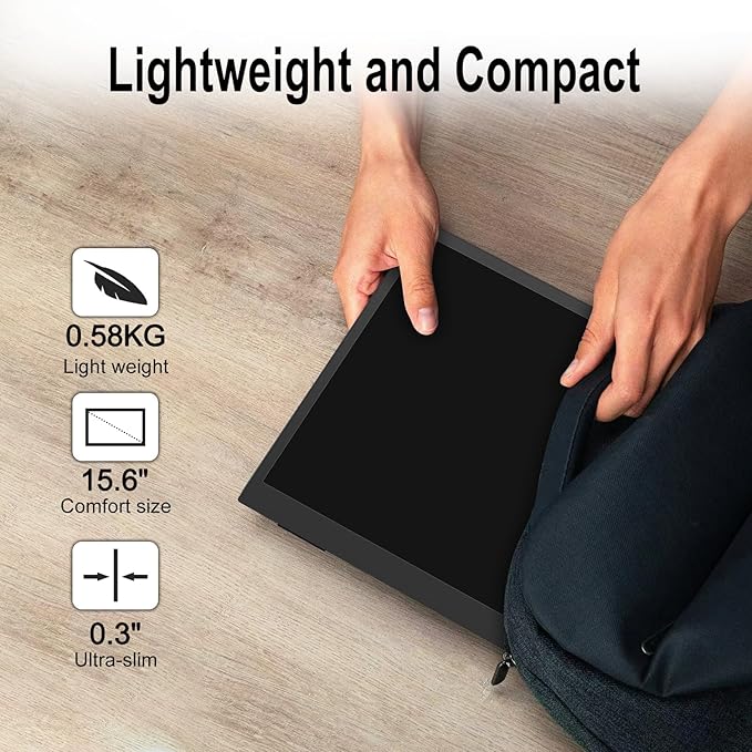 2.5K Portable Monitor 15.6inch UHD 2560 * 1680 for Laptop, 100% sRGB 500nits HDR IPS External Display w/Smart Cover & VESA Mount, USB-C HDMI Travel Second Screen for PC Mac Phone Xbox PS5