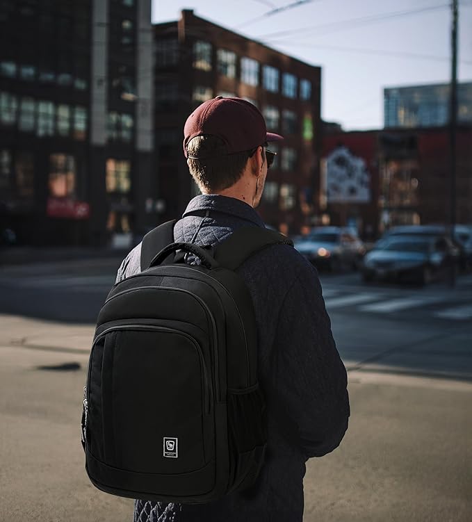 Work Backpack for Men Travel Laptop Backpack Water-Resistant 15.6 Inch Computer Backpack Business All Black
