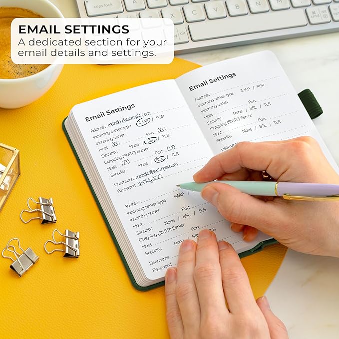 Clever Fox Password Book – Alphabetized Internet Address & Password Organizer - Computer & Website Password Keeper Notebook – Log-In Password Journal – Pocket, 6.2x3.5″, Hardcover (Dark Green)