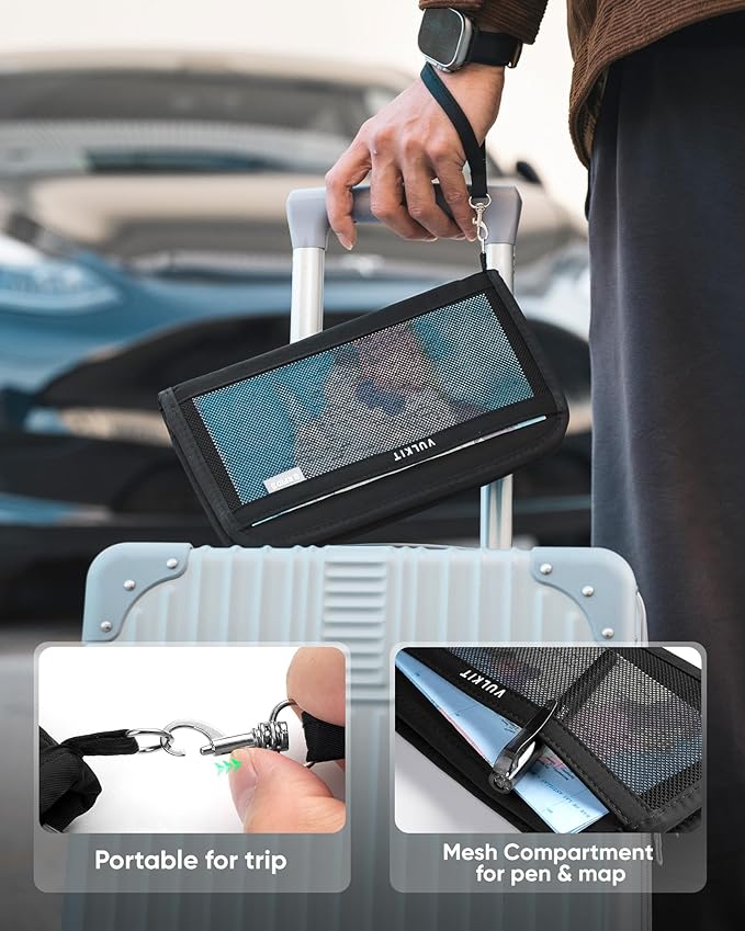 VULKIT Passport Wallet Passport Family Holder RFID Blocking Travel Card Organizer with Wrist Strap for Men or Women(Black)