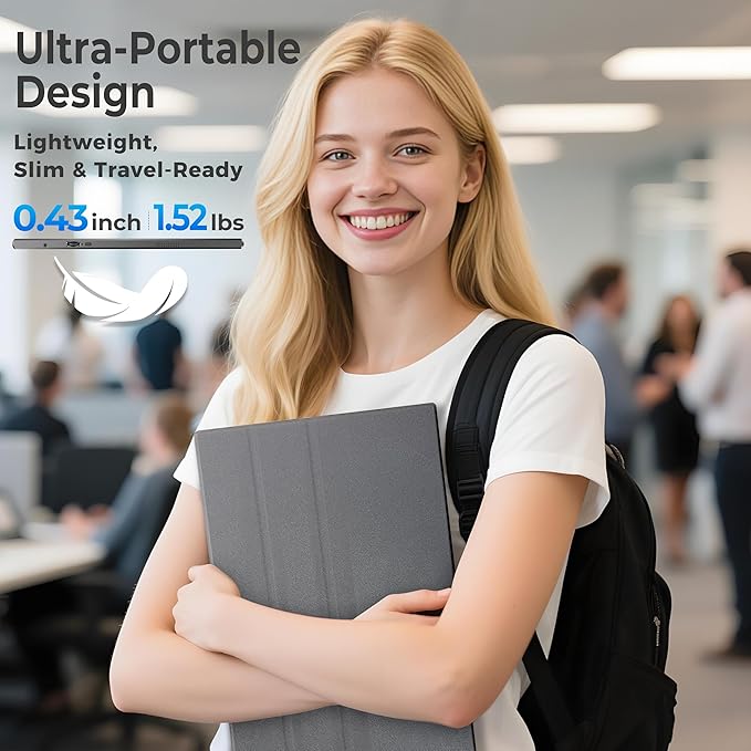 Portable Monitor 15.6-Inch FHD 1080P IPS with HDR for Gaming, USB-C/HDMI Extended Screen, Ultra-thin Plug&Play, with Case & Speakers, for Laptop MAC PC Phone DVR PS4/5 Xbox Switch