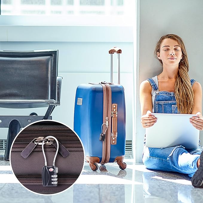 TSA Locks, Digit Combination Padlockss and Steel Cable Combination Travel Security Lock, Luggage Travel Lock Coded Lock for Baggage Travel Bag, Suit Case, Gym, Bike Locks (TSA Luggage Locks-4)