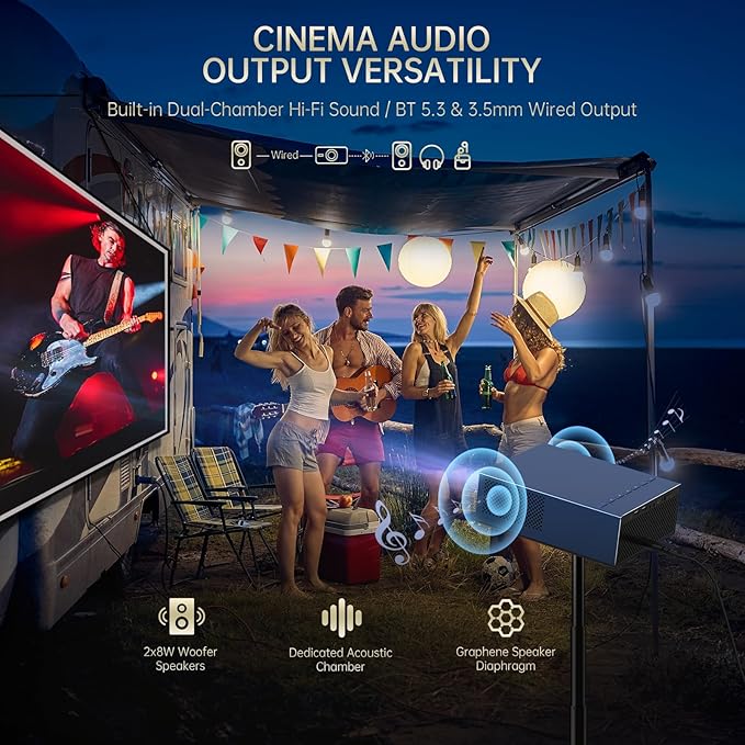 XIDU Portable Projector with WIFI and Bluetooth [Metal/1500ANSI/Native 1080P/Wireless Casting/Electric Focus/Auto Keystone]4K Outdoor Movie proyector for Home,Fire TV stick,iOS,Android,Laptop (Naval)