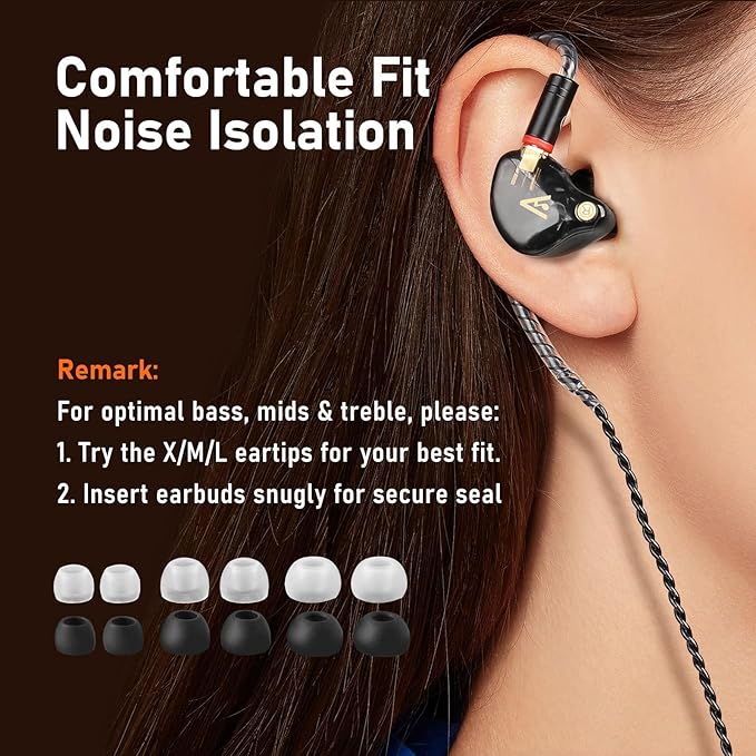 Vibes 202 Wired Earbuds - HiFi in Ear Monitor Headphones – Professional Noise-Isolating Ear Buds - Clear Sound, Deep Bass & Comfort-Fit IEM Earphones - MMCX to 3.5mm, Silver Plated Cord, Carrying Case