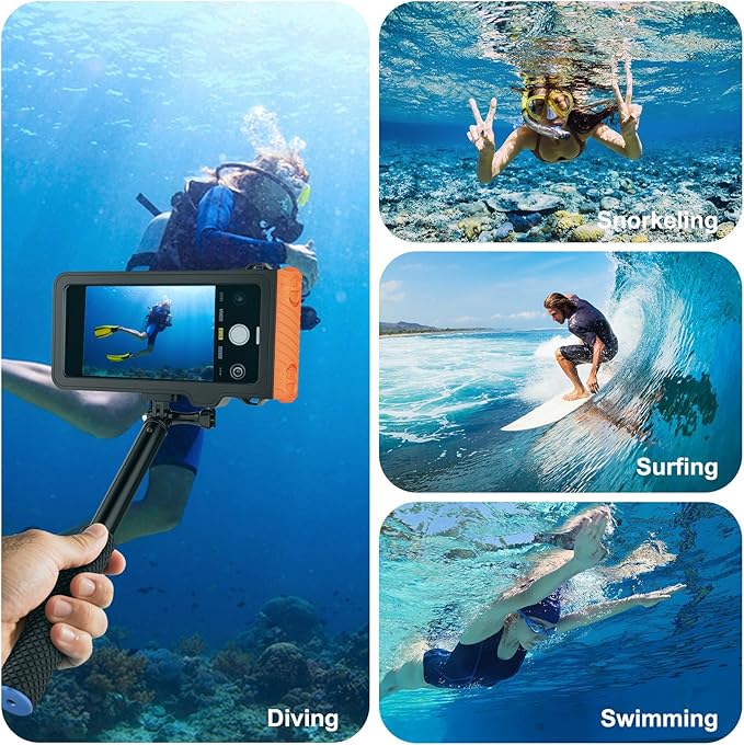 Waterproof Selfie Stick with Phone Case - Professional Underwater Touchscreen Case, Universal Bluetooth Selfie Stick for All Phones, Perfect for Snorkeling, Swimming & Travel