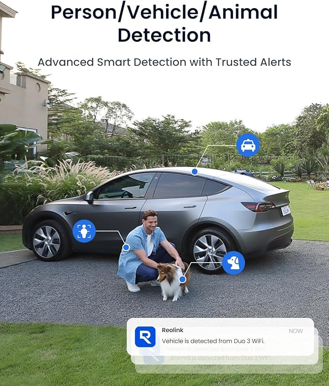 REOLINK 16MP WiFi Security Camera Outdoor, 180° Ultra-Wide Angle, Duo 3 WiFi, 2.4/5GHz Wi-Fi 6, Smart Detection, Color Night Vision, Two-Way Talk, IP67, Up to 512GB Storage, Plug-in Power (12V/2A)