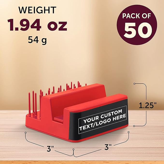 DISCOUNT PROMOS Custom Light Up Logo Phone Stands Set of 50, Personalized Bulk Pack - Essential Smartphone Accessory, Perfect for Office and Home - Red
