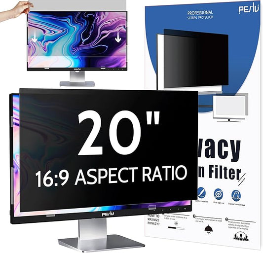 Computer Privacy Screen 20 Inch for 16:9 Widescreen Monitor, Removable 20inch Anti Blue Light Anti Glare Monitor Privacy Filter Shield (17 7/16" x 9 13/16")
