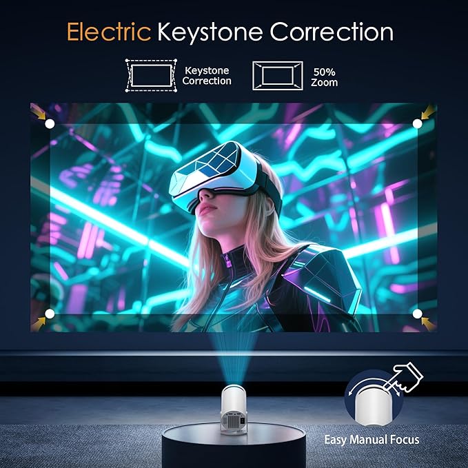 Mini Projector Portable Proyector 4K Support, Native 720P Small Projector with 270° Rotatable Stand, Compatible with TV Stick/Smartphone/HDMI/USB for Bedroom/ Outdoor Camping (No WiFi or Bluetooth)