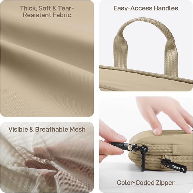 EPICKA TripCozy Compression Packing Cubes - 6 Set Durable Travel Organizer Bags with Mesh Top, Expandable Travel Accessories for Carry on, Luggage, Suitcase, Backpack (Khaki)