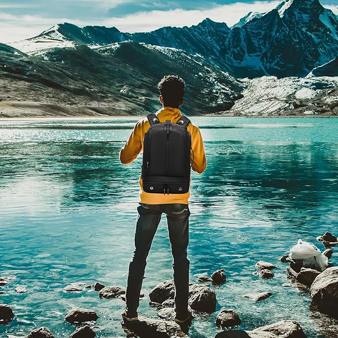 Somago Laptop Backpack Carry On Water Resistant Durable Daypack Backpack fits 16 inch Laptop Anti Theft Travel Rucksack Backpack with Shoe Compartment Luggage Strap for Men Women, 33L, Black