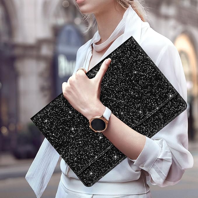 Fintie Sleeve Case Cover for MacBook Air 13.6 A3240 A3113 A2681 M4 M3 M2, Air 13 A2337 (M1) / A2179 / A1932, MacBook Pro 13 A2338 (M2 M1) / A2251 / A2289 / A2159 / A1989 / A1706 / A1708, GlitterBlack