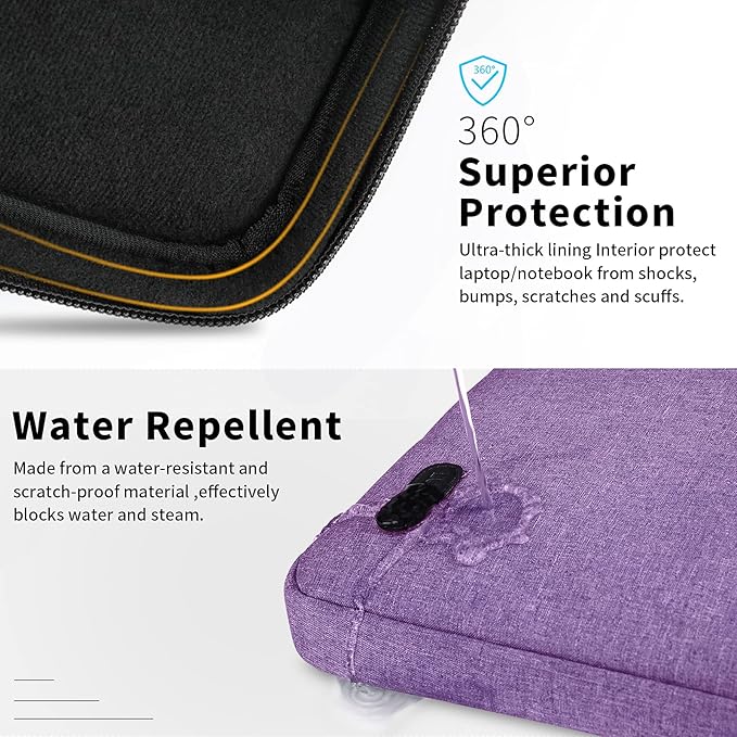 Laptop Sleeve Case 13.3-14 Inch Waterproof Durable 360 Protective Carrying Case Portable Handle Business Briefcase Compatible with MacBook Air/Pro HP ThinkPad Notebook Purple
