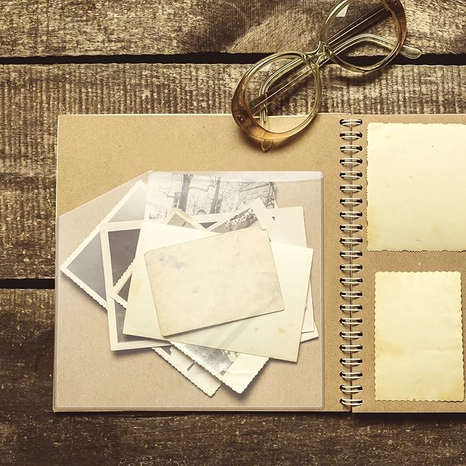 Tinlade 12 Pcs Adhesive Clear Corner Pockets 6 x 6 Inch Sticky Pocket Sleeves Self Adhesive Planner Pockets Adds Extra Storage Space to Notebooks Folders Planner Accessories, Home Office School