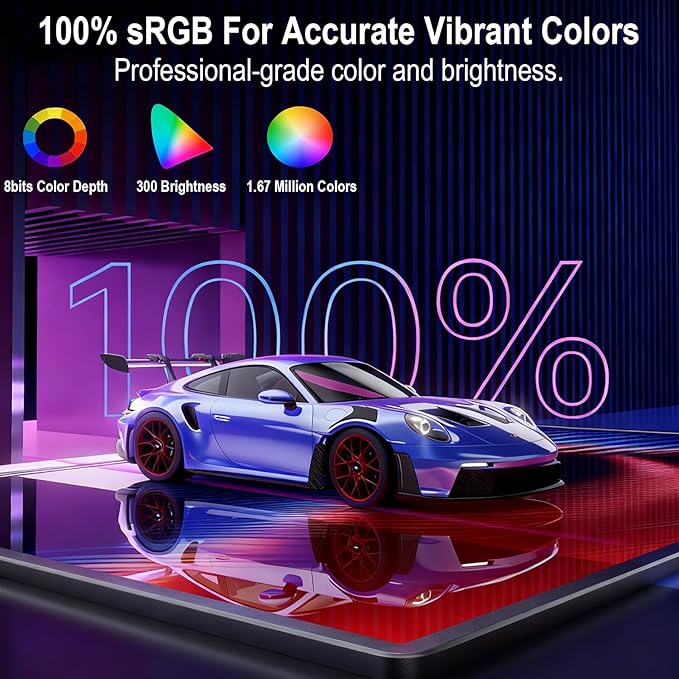 2.5K 100Hz Portable Monitor Touchscreen, 15.6'' QHD 2880x1620 300 Nits 100% sRGB IPS Gaming Monitor w/VESA HDR FreeSync Eye Care USB-C HDMI External Second Screen for Laptop PC Phone Switch PS5 Xbox