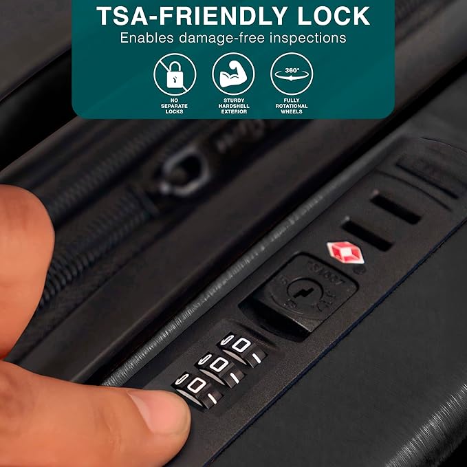 Luggage Sets 2 Piece, 24 Inch Suitcase and 28 Inch Luggage with Spinner Wheels, Durable Hard Shell Suitcase Set, Expandable Travel Suitcases with Wheels, Black