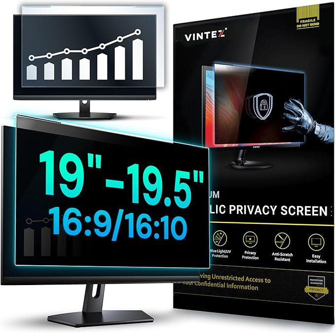 Universal Acrylic 19, 19.5 Inch Computer Privacy Screen Filter for Widescreen Computer Monitors - 17.3" x 11.4" (440 x 290mm) - Monitor Frame Hanging Type