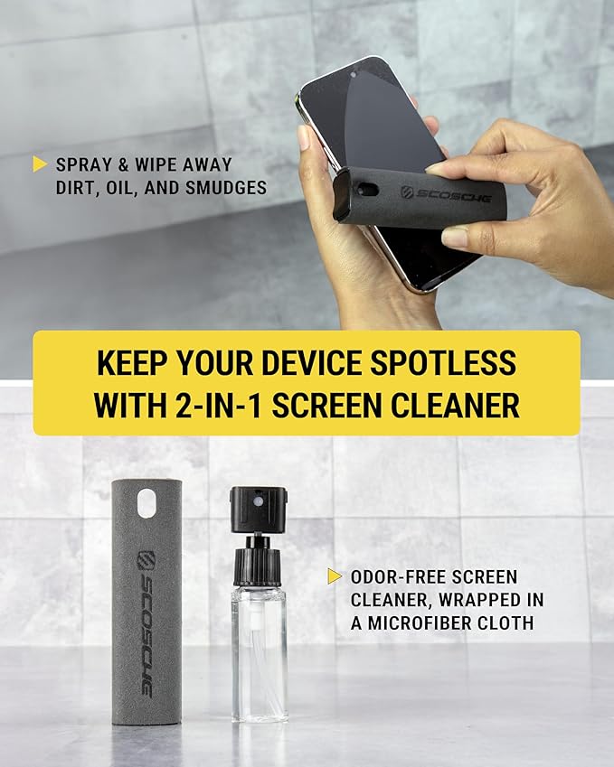 Scosche UH2WDEXCLN Universal Hands Free Phone Mount for Car Windshield/Dashboard, Suction Cup Cell Phone Holder with 360° Rotation, Includes Screen Cleaner, Stand Compatible with iPhone and Android