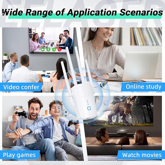 2025 WiFi Extender Signal Booster for Home,AC1200Mbps Dual Band (5GHz/2.4GHz), Covers up to 10000 Sq.ft,Easy to Set Repeater Wireless with Ethernet Port (White)