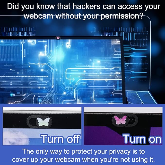 6 Pcs Webcam Cover Slide Butterfly Design Ultra-Thin Laptop Camera Cover Slide Web Cam Privacy Blocker for Laptop Desktop Computer Smartphone Tablet to Protect Your Privacy and Security