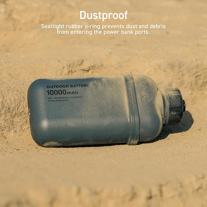 ELECOM NESTOUT Rugged Power Bank, 5000mAh Outdoor Battery Pack, 15W USB C Fast Charging, Waterproof IP67, Durable Shockproof, Tactical Charger for Phone Military EDC Hiking Survival Camping (Mustard)