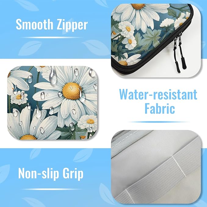 Daisy Flowers Electronics Travel Organizer Case, Tech Accessories Cable Storage Bag for Cords, Charger, Phone, Hard Drive