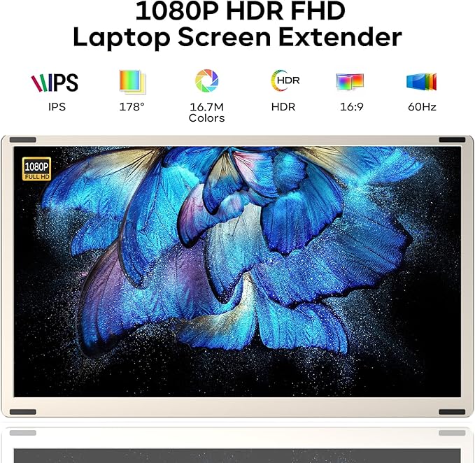 Redalf 15.6" Laptop Screen Extender, 1080P FHD Triple Portable Laptop Monitor Extender,Detachable Screen Travel Monitor for 13"-17.3" Laptops (Mac/Wins/Chrome/Dex)