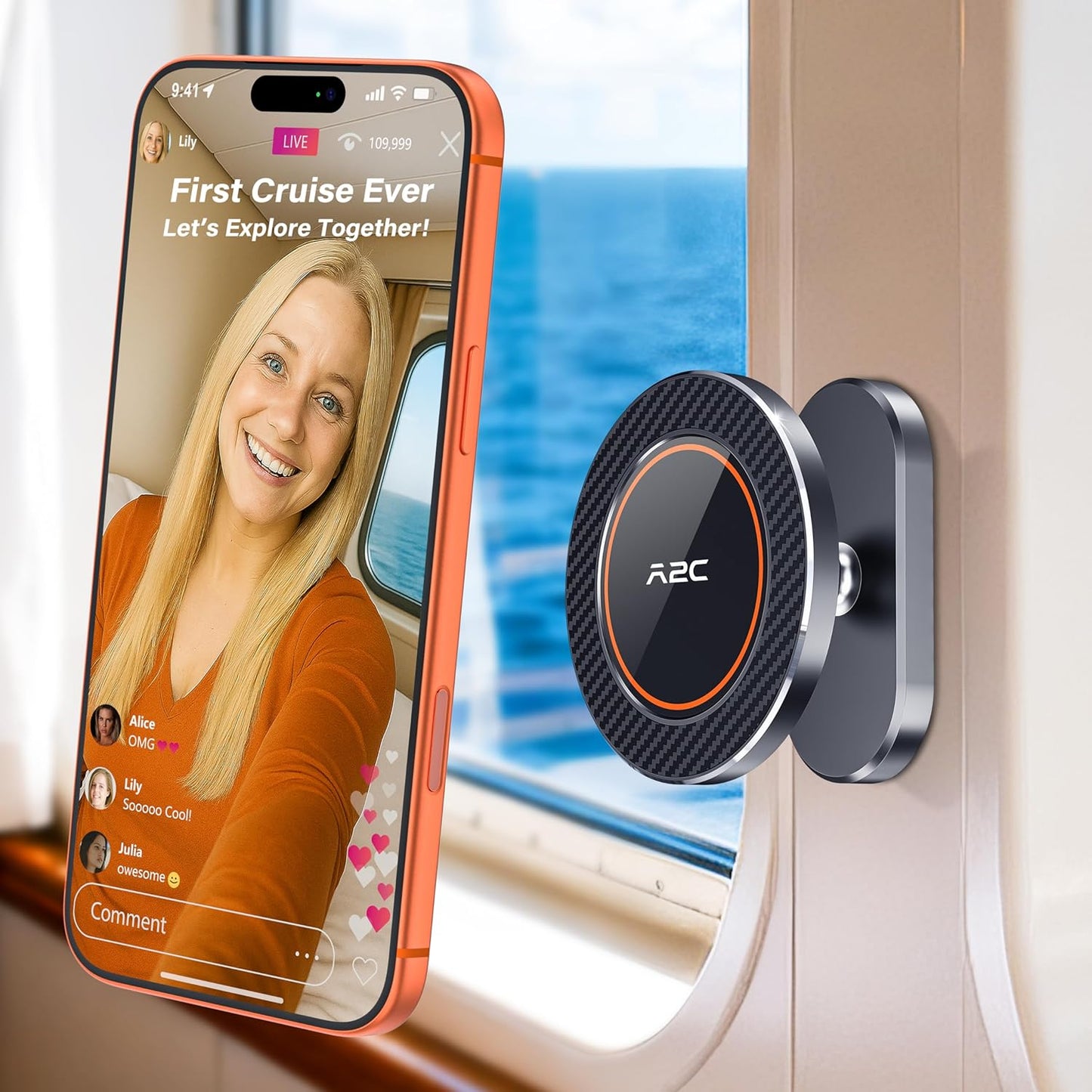 A2C Cruise Alloy Phone Holder Mount Magnetic Travel Tripod for Cabin Wall, Cruise Essentials 2025, Versatile Cloth Hat Bag Hooks, 2026 Cruise Ship Accessories Gift Compatible with MagSafe iPhone 12-17