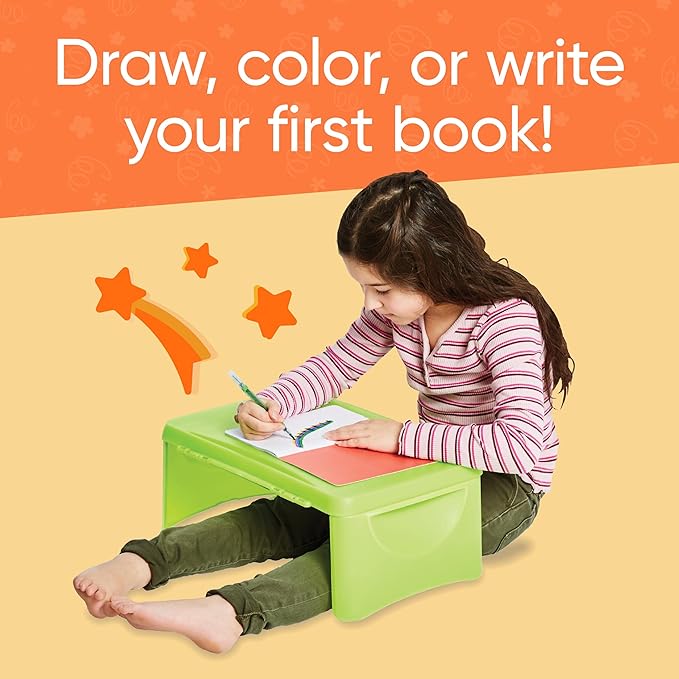 HearthSong Foldable Lap Desk for Kids with Storage - Ideal Floor Desk for Drawing, Studying, Portable Folding Travel Lap Table, Versatile Bed Desk & Lap Tray, Green