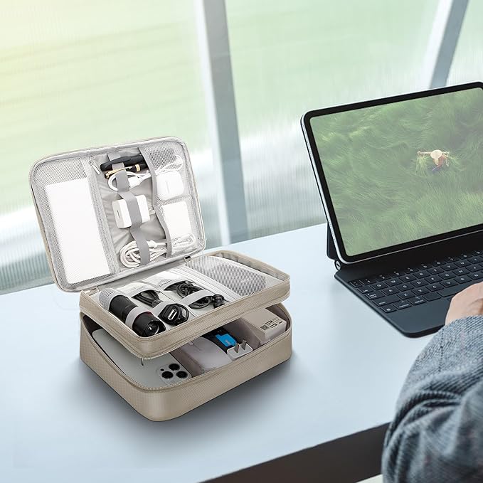 Electronic Organizer Travel Case, Travel Cord Organizer Case Portable Waterproof Cable Organizer Bag for Charger, Cord, USB, Power Bank, Earphone