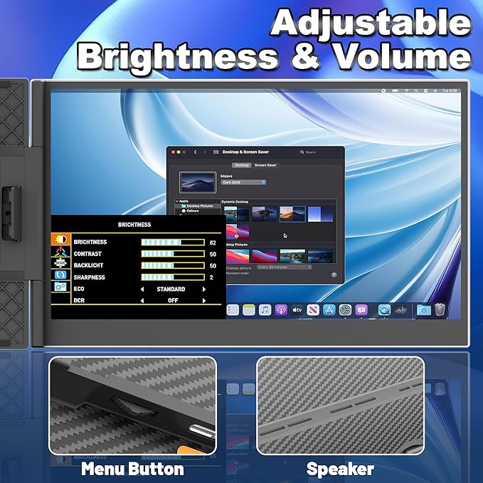 14" Laptop Screen Extender, Ultra-Thin Portable Dual Laptop Monitor Extender with FHD 1080P IPS Display, Plug & Play via HDMI/USB-A/Type-C for 13-17" Laptops, Works with Windows/Mac/Android