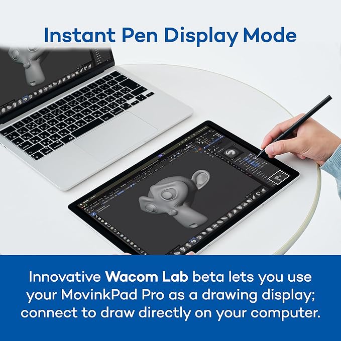 Wacom MovinkPad Pro 14, Android Mobile Drawing Tablet, 14" OLED No Computer Needed, Battery-Free Slim Pro Pen 3, 12GB RAM/256GB Storage, Anti-Glare Matte Screen, All-In-One Portable Digital Art Tablet