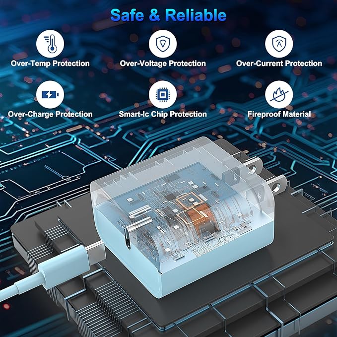 iPhone 17 16 15 Charger Fast Charging, 3 Pack PD 20W USB C Charger with 10FT Cord, USB C Cable Type C Chargers Block for iPhone 17/17 Pro/17 Pro Max/16/16 Plus/16 Pro/16 Pro Max/15/15 Pro（Blue）