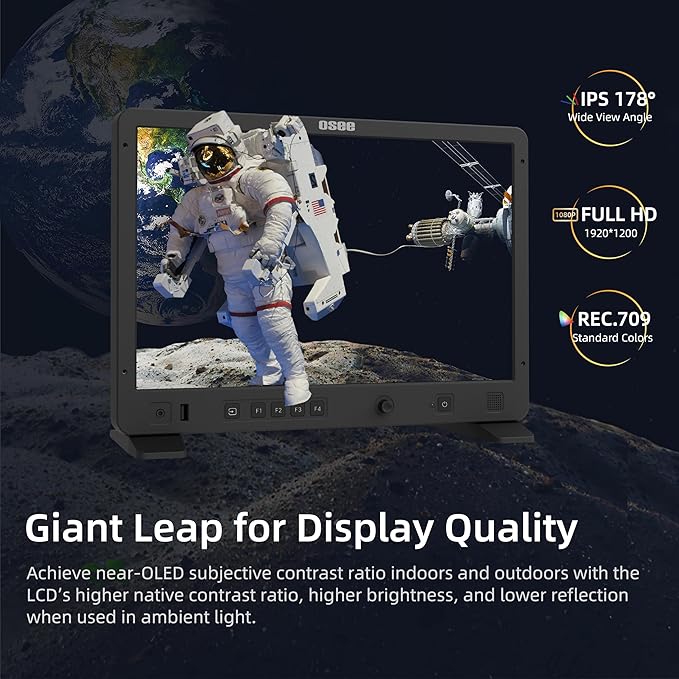 osee Mega 15S 15inch 1500 Nits Higher Bright Pro HDR Field Production Monitor Camera Assist Monitor with Battery Plate C-Stand Cheese Plate and Portable Hooded Case