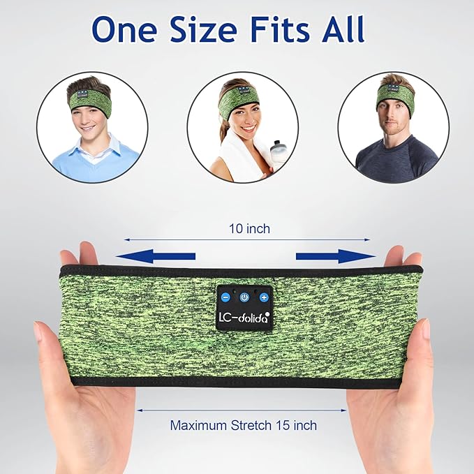 LC-dolida Sleep Headphones Bluetooth Headband Sleeping Wireless Headband Headphones with Thin HD Stereo Speakers Perfect for Side Sleepers, Sport, Yoga, Travel