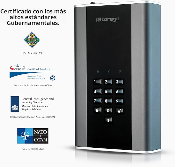 iStorage diskAshur DT2 256-bit 4TB | FIPS Level 3 Certified | Secure encrypted Desktop Hard Drive | Password Protected