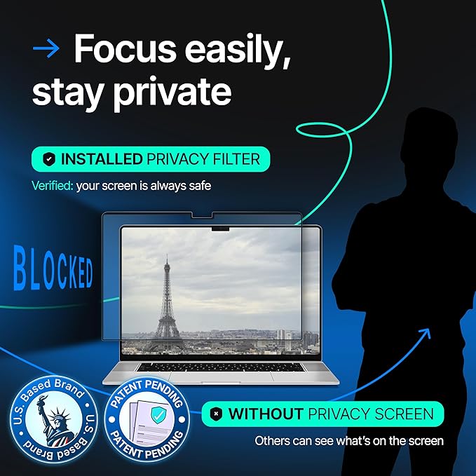 Magnetic Privacy Screen Compatible with MacBook Pro 16" 2019, 2020 Anti-Blue Light Laptop Screen Protector Filter Blue Light Blocking Filter
