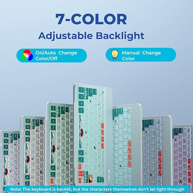 OHY Bluetooth Keyboard, XVX WK80 Portable Travel Keyboard Compatible with Windows, iOS, Android, iPhone, and Tablets-Blue