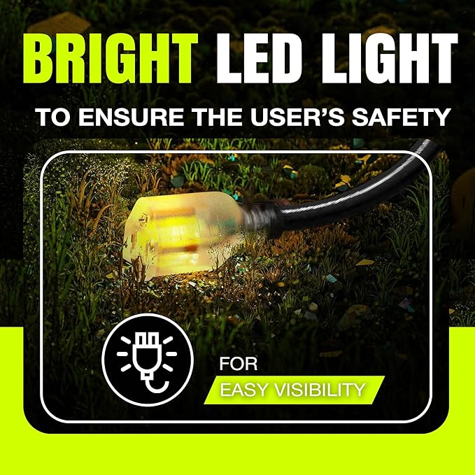 10ft Outdoor/Indoor Extension Cord 12/3 Gauge Extra Heavy Duty 3 Prong SJTW, Waterproof, Flexible Cold-Resistant Long Power Cord,15A 125V 1875W, Black by LifeSupplyUSA