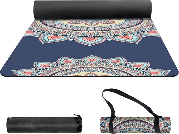 nuveti Yoga Mat Print Extra Thick TPE Non Slip Fitness Exercise Mat with Carrying Bag,72"x24" Extra Thick 6MM Exercise & Workout Mat for Yoga, Pilates Fitness and Floor Exercises