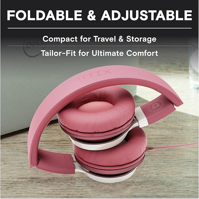 ARTIX CL750 On-Ear Headphones Wired with Mic and Volume Control — Noise Isolating Corded Over Ear Headphones with Microphone for Laptop and Computer, Plug in Headset with Cord (Aux Jack 3.5mm)