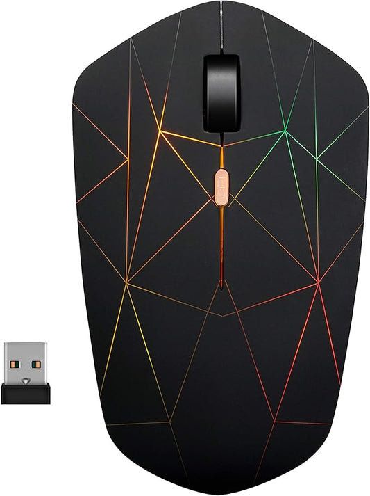 Rechargeable Wireless Mouse, Illuminating Backlit Powered by Li-Polymer Battery, Optical Sensor, Nano USB Receiver,3 Stages DPI Speed, 4 Buttons for PC, Laptop, Tablet, MacBook etc. (Net illuminating)