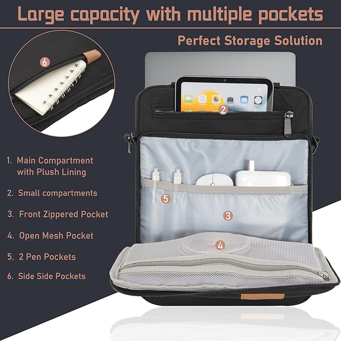 13.3-14 Inch Laptop Sleeve Bag, Padded Carrying Case for MacBook Pro M3/M2 14" /13", MacBook Air 13.6" M3/M2 2024/2022, Surface Pro AI PC/9/8 13",Protective Bag with Accessory Pocket