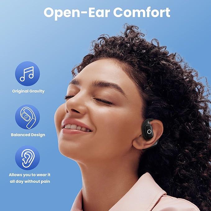 YHO Open Ear Headphones Ear Buds Wireless Earbuds 80Hrs Playtime Bluetooth Ear Buds with Earhooks Bluetooth 5.4 Touch Control Air Conduction Sport Headsets IPX7 Waterproof Earphones for Running