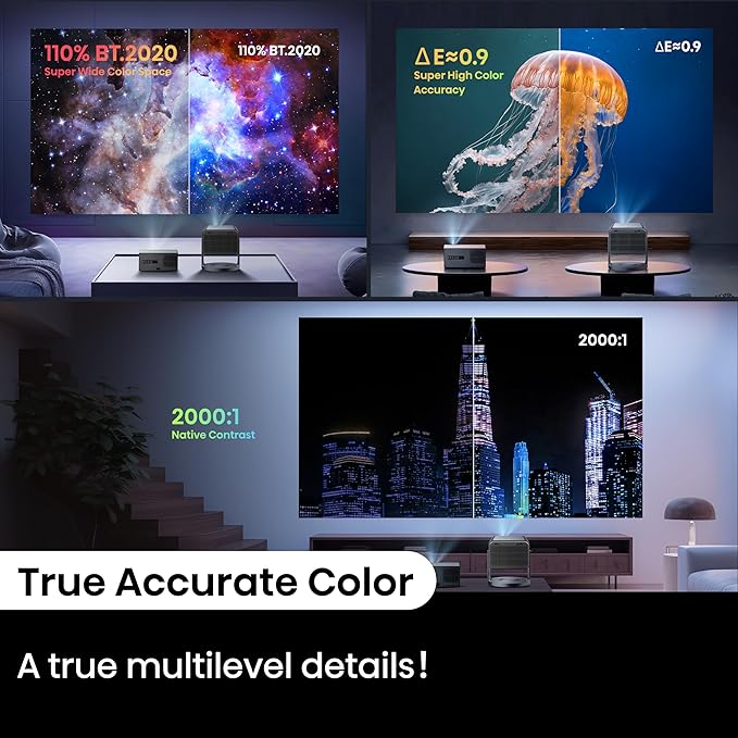 Hisense C2 Pro, Triple Laser Smart Portable Projector, 4K UHD, 2,600 Lumens, 65” – 300”, Dolby Vision, IMAX Enhanced, Sound by JBL, VIDAA OS, Netflix Included, Optical Zoom, Auto Keystone Correction